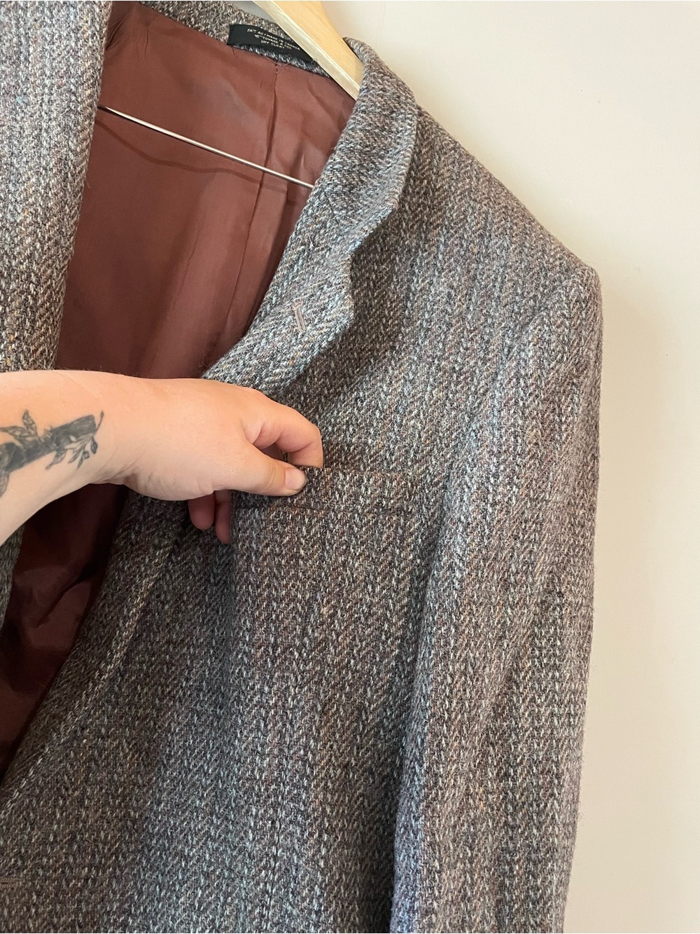 🐱 Harris Tweed | VINTAGE Wool Mens 44T Coat - Picture 9 of 11